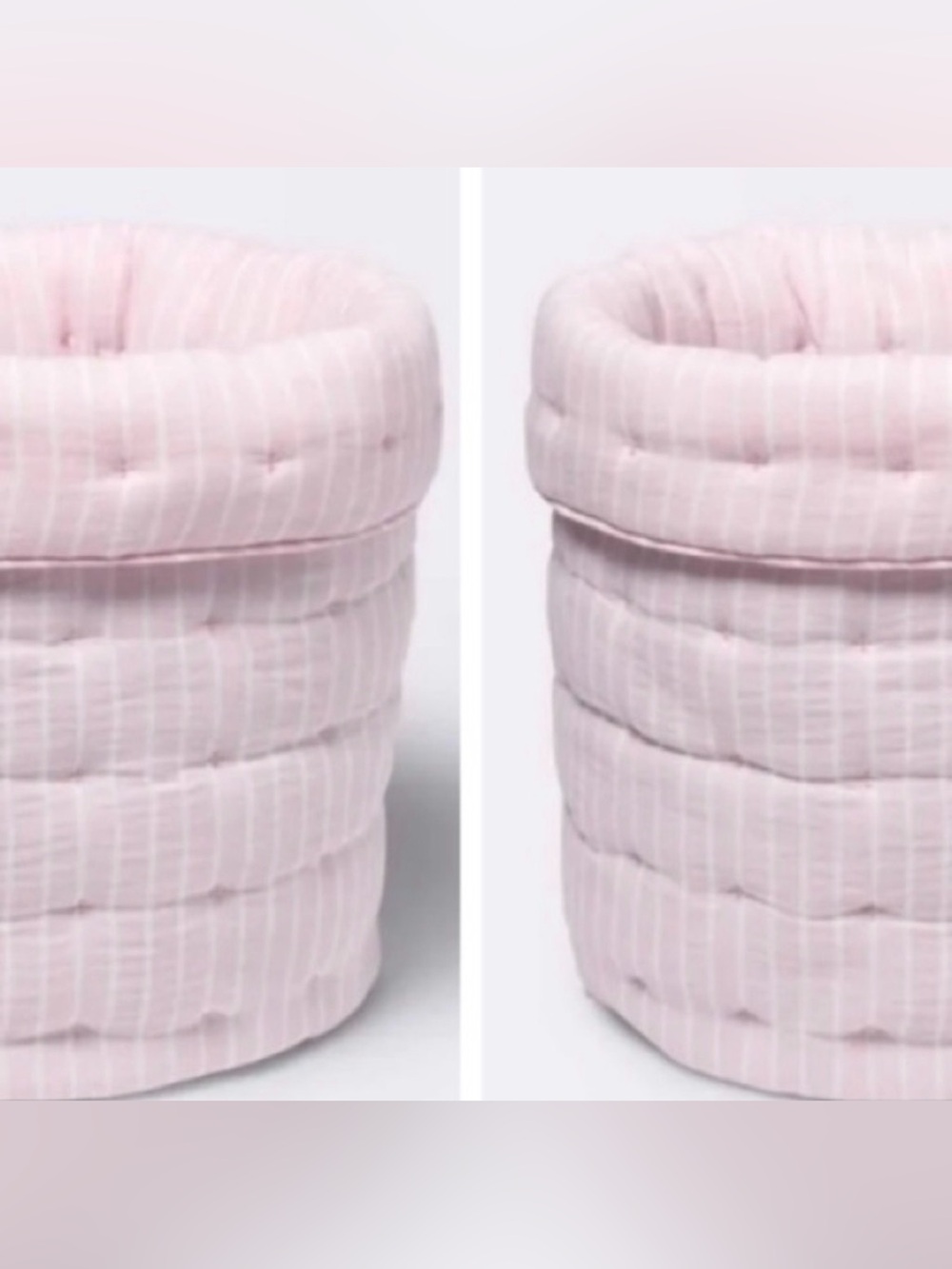 Cloud Island SET OF 2 Quilted Gauze-Round Pink Storage Bin NWT